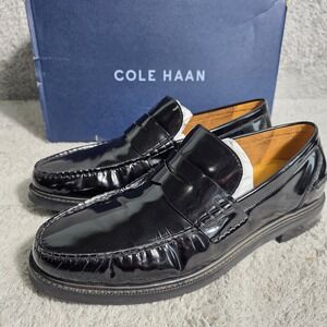 Cole Haan Pinch Leather Penny Loafer Black Brushoff Men's Shoes 10 WIDE C38552